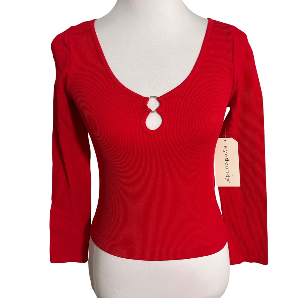 Eye Candy Red Keyhole Crop Top